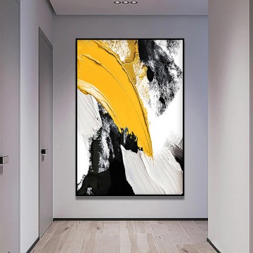  Abstract Galerie - Pinsel gelb schwarz abstract08 von Palettenmesser Wandkunst Minimalismus